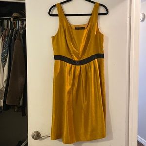 Gold and black dress, orangey gold The Limited